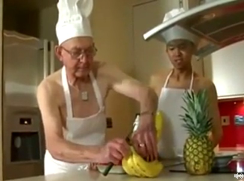 Grandpa Chef Fucked By Japanese Step-Son