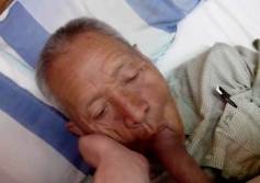 Close-Up of Sucky Sucky Oldie Grandpa (87 Year Old)